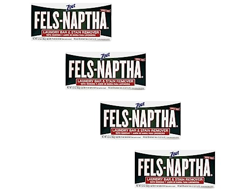 Fels Naptha Laundry Soap & Stain Remover Bar, Pack of 4 - size: 5 Ounce (Pack of 4)