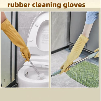 Household Cleaning 18inch Kitchen Dishwashing Rubber Gloves - color: Latex Color, size: Medium