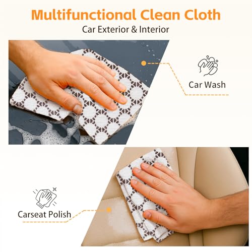 Viraelive Microfiber Cleaning Cloth Roll, 50 Sheets, White Waffle, 12"x12" - color: White Dots