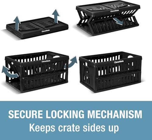 CleverMade Collapsible Utility Crates, 60L Storage Crate, 3 Pack, Obsidian - color: Obsidian, size: 60L - 3 Pack