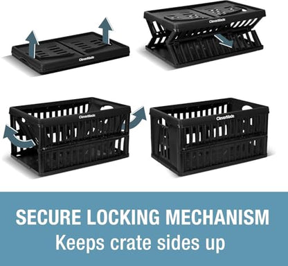 CleverMade Collapsible Utility Crates, 60L Storage Crate, 3 Pack, Obsidian - color: Obsidian, size: 60L - 3 Pack