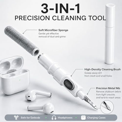 3 Pack Multi-Function Cleaning Kit with Soft Brush, Portable Cleaning Tools for Earbuds, Charging Cases, Keyboards, Phones & Small Electronics