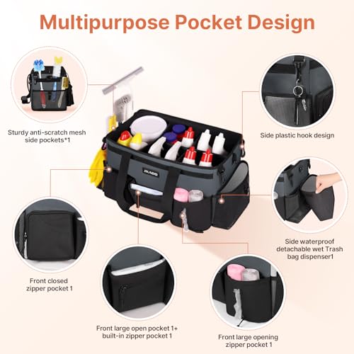 JKAOO Large Wearable Cleaning Caddy Bag with Handles, Gray - color: Gray