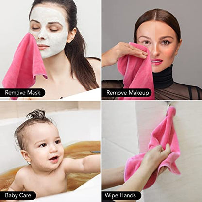 SINLAND Microfiber Facial Cloths Fast Drying Washcloth 12inch x 12inch Dark pink 6 pack - color: Dark Pink, size: 1 Count (Pack of 6)