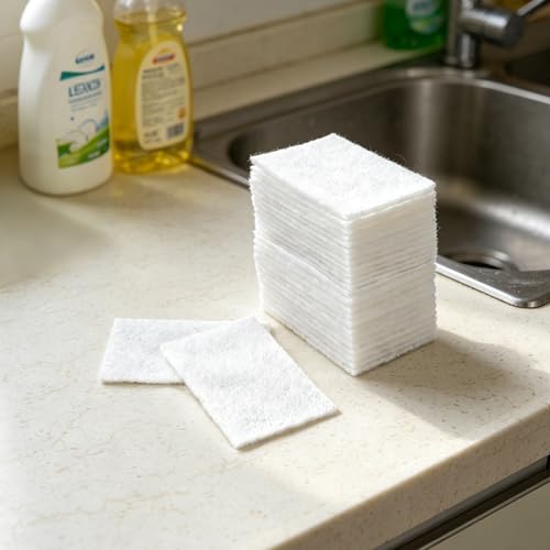 24 PCS White Scour Pads Non Scratch Non Woven Multipurpose Abrasive Scrubber Sponge for Multi Surface Cleaning Polishing (4 X 6 inch) - size: 4 X 6 inch
