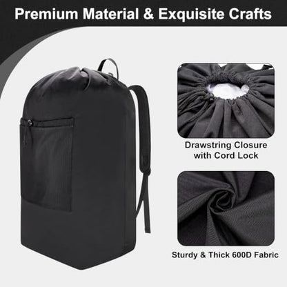 Laundry Bag Backpack, Soft Padded Straps & Drawstring, Black, XX-Large - color: Black, size: XX-Large