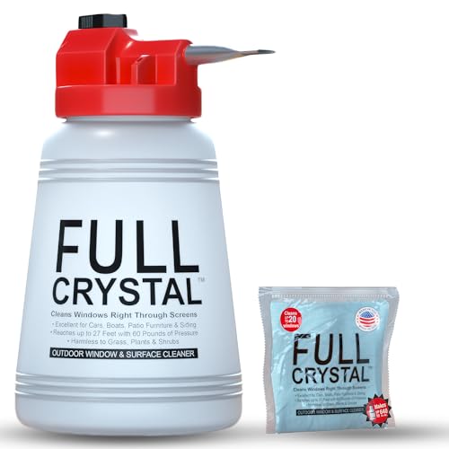 Full Crystal Window Cleaner, Bottle + 16oz Powder, Cleans Up to 20 Windows - style: 4 Ounce (Pack of 1)