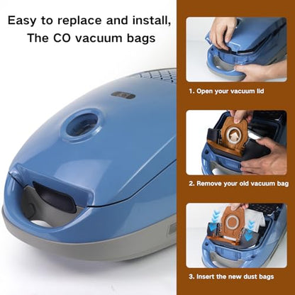 12 Pack Dust Bags Compatible with Miele Pure Air CO 3D Vacuum Cleaners Bag - size: Air CO-M1 Series Bags 12 Pack