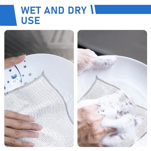 Aidoclip Non-Scratch Steel Wool Dishcloths Kitchen Scrubbers - size: 10PCS