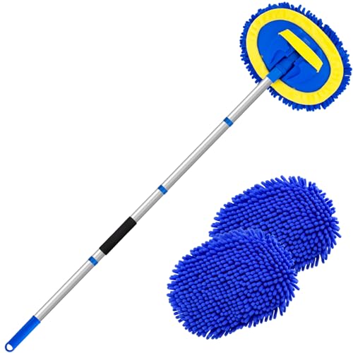 62" Car Wash Brush kit with Long Handle & Scratch-Free Refill Head - color: B-blue