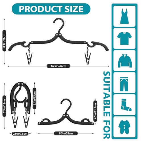 30Pcs Foldable Travel Hangers with Clips Cruise Essentials 2026 Phone Sized - color: Pitch Black, size: 30 Pack