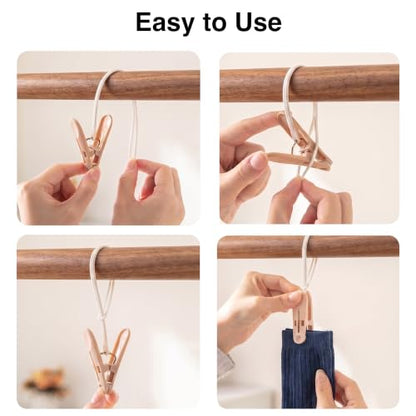 MtBoi Windproof Clothes Pins with Hanging Ropes, Heavy Duty Plastic Laundry Clips for Clothesline Drying, Multi-Purpose Closet Organizer for Baby Socks, Boots, Crafts (30, Mixed) - color: Mixed