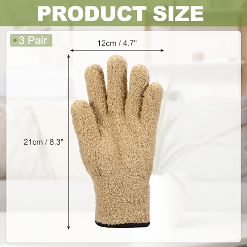 uxcell Microfiber Gloves, Reusable Washable Plant Dusting Gloves Cleaning Mittens for Auto Plants Household Kitchen - color: Khaki