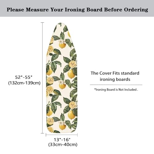 Cute Lemon Ironing Board Cover and Pad Standard Ironing Board Cover with Elastic Edge and Hook and Loop Fasteners Heat-Reflective Fabric - color: Cute Lemon