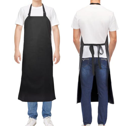 Molaxhome PU Waterproof Apron for Chef Lightweight Oil-Resistant Work Apron - color: Black