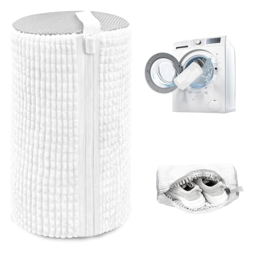 Shoe Washing Machine Bag,Laundry Shoe Bag for Washer and Dryer,Reusable Shoe Cleaning Bag for Sneakers,Tennis Shoes,With Self-locking Zipper, Microfiber Inside,Include Shoe Bag (Lite White - 1 Pack) - color: Lite White - 1 Pack