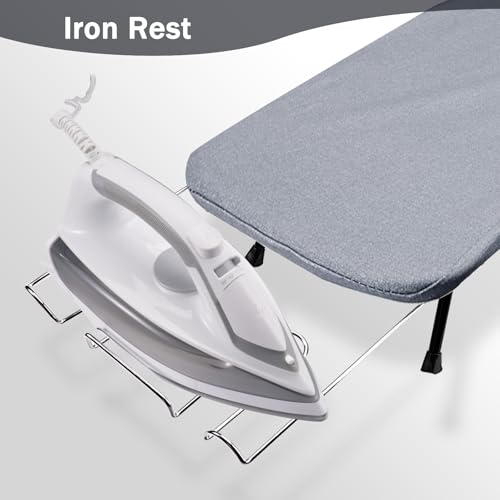 SheeChung Small Ironing Board with Rest,Mini Foldable Iron Board,32" Lx12 W - style: Grey Blue with rest-32"L x 12"W