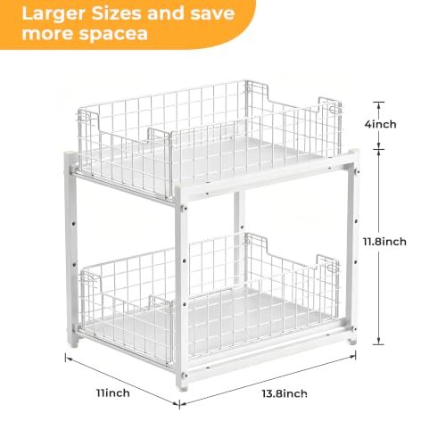 Under Sink Organizer, White 2-Tier Pull Out Cabinet Organizer - color: white