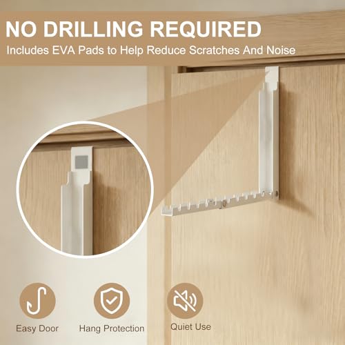 2-Packs Over the Door Hanger Hooks with Extra Anti-Slip Pads, No-Drill Door Hanger, Metal Folding Clothes Drying Racks for Laundry Room, Bathroom, Bedroom and Small Space