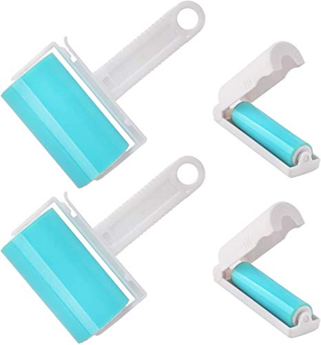 NUOBUT Reusable Sticky Lint Roller, 2 Large & 2 Mini, 4 Pack - size: 2M-2S