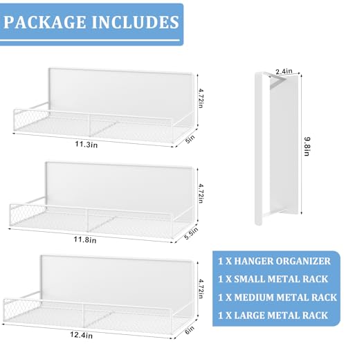 DTUQYX Magnetic Shelf for Washing Machine 4-Pack: Widen Magnetic Laundry Organizer (5"-6") with Hanger Organizer, Strong Magnet, Rust Proof, Heavy Duty Magnetic Spice Rack for Refrigerator (White) - color: White