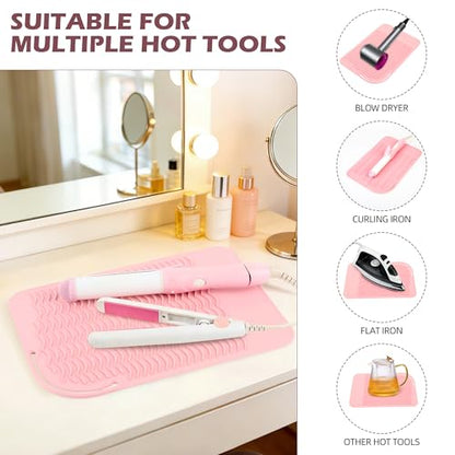 Silicone Heat Resistant Mat for Hair Tools, 11" x 7.5", Pink - color: Pink