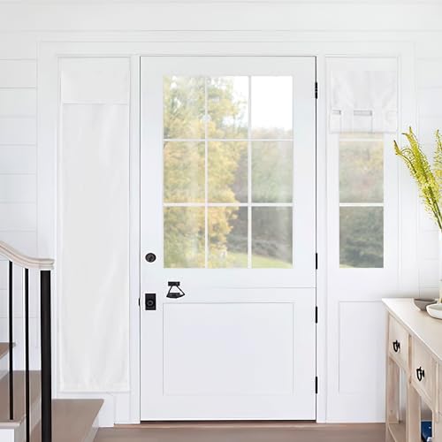RYB HOME Sidelight Curtains for Front Door, Window Covering No Drill - color: White, size: 12"W x 69"L (Pack of 1)