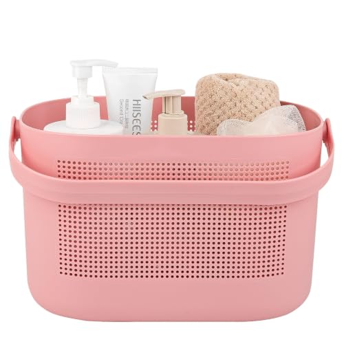 Plastic Portable Shower Caddy Basket, Storage Organizer with Handle, Pink - color: Pink, size: 1 Pack