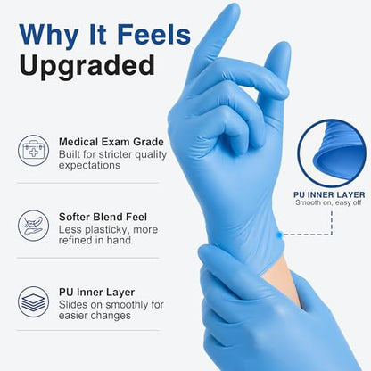 Schneider Medical Nitrile/Vinyl Blend Exam Disposable Gloves Latex Free - color: Blue (Large)