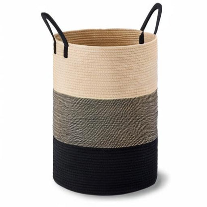 VIPOSCO 72L Tall Woven Laundry Basket Hamper, Brown Black - color: Brown & Black, size: 72L