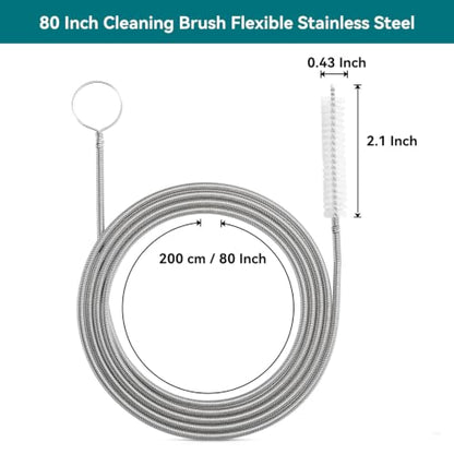 2-Pack 160-Inch Flexible Drain Brush for Sunroof, AC Drain Line & Ice Maker - style: 160 IN