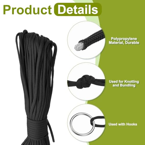 uxcell 4mm Nylon Rope, 10ft Portable Clothesline for Luggage and Backpack Tie Downs, Hanging Clothes, Swings, Camping and Mountaineering Tie Downs, Black - color: Black