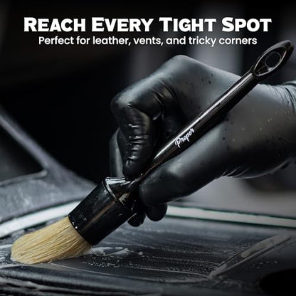 Premium Car Detailing Brush Set - Complete 6 Pack Kit - 2 Boar's Hair, 2 Ultra Soft, 2 Synthetic Bristles - Car Detail Brush for All Surfaces, Leather Seats, Air Vents, Wheels & Emblems, and More - color: Multi (6 Pack)
