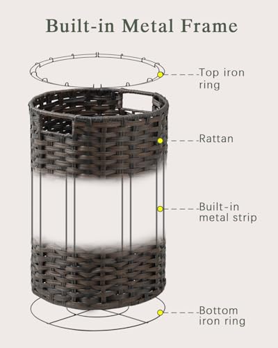SETVSON Laundry Hamper Laundry Basket Round 19.0Gal (72 L) PE Rattan, Brown - color: Brown, size: 19.0 Gal - 72L