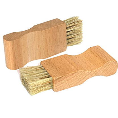 2 Pcs Shoe Polish Applicator Brushes Small Shoe Cleaning Brushes Wooden Handle Shine Shoes Brushes for Leather Boots Shoes Bags