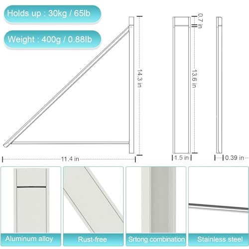 Foldable Wall Mount Drying Rack, 65lb, Space Saving White - color: White