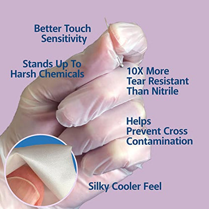 Protospheric Premium Disposable Stretch Cleaning Safety Gloves, Nitrile, Vinyl, Latex and Powder Free - size: Medium (Box of 100)