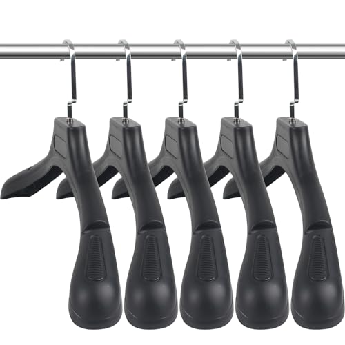DEDU Suit Hangers for Men 100 Pack, Extra Wide Suit Hanger Non Slip Width 17.7", Thick Plastic Coat Hangers Black with Metal Hook - color: Black-100