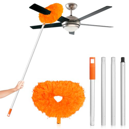 FONUNO Ceiling Fan Cleaner Duster High Ceiling Extended Fan Blade Cleaner - color: Orange
