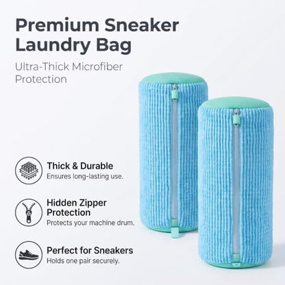 Shoes Washing Bag(2Pcs) Durable Sneaker Laundry Bag for Washer Dryer(Blue) - color: Blue