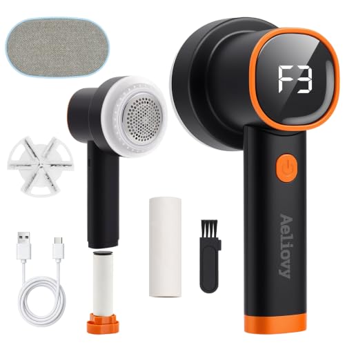 Fabric Shaver, 3 in 1 Lint Remover with Hair Remover Brush & Lint Rollers, Digital Led Display, 3 Speeds with Replaceable Blades, Remove Pilling for Clothes, Furniture, Sweater, Couch, Blanket, Pet - color: Black