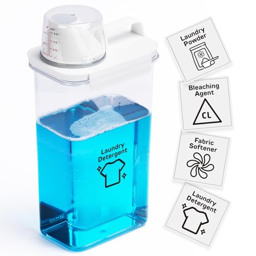 Laundry Detergent Dispenser-1 Pack, 78 oz Detergent Dispenser with 4 Removable Labels, Laundry Soap Dispenser for Laundry Room Organization and Storage, BPA Free & PET Plastic Clear