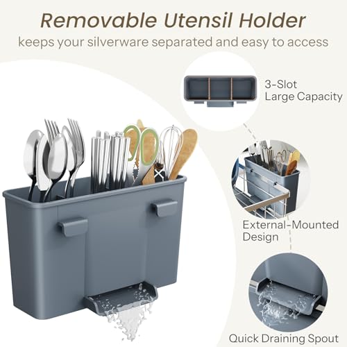 SNTD Dish Drying Rack for Small Kitchen Counter, 11" W x 15" L, Silver - color: Silver, size: 11" W x 15" L