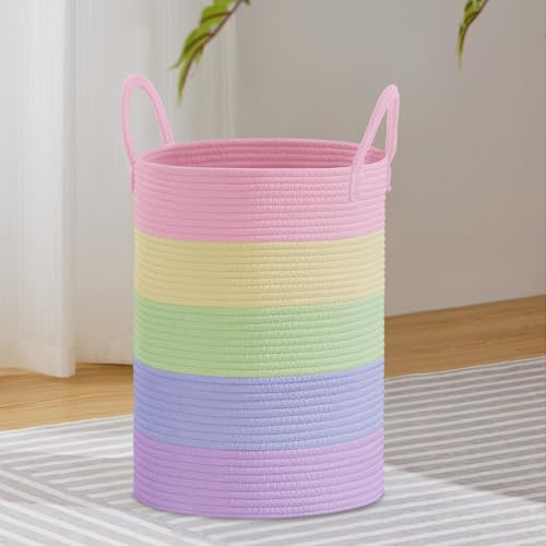 VIPOSCO 58L Tall Woven Laundry Basket Hamper, Rainbow - color: Rainbow, size: 58L