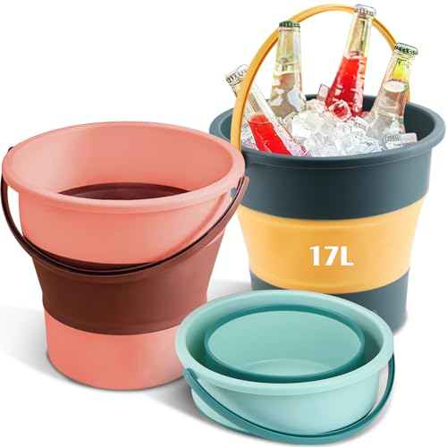 Collapsible Bucket 3PCS 4.5 Gallon/17L Large Foldable Cleaning Buckets - color: Large 3pcs