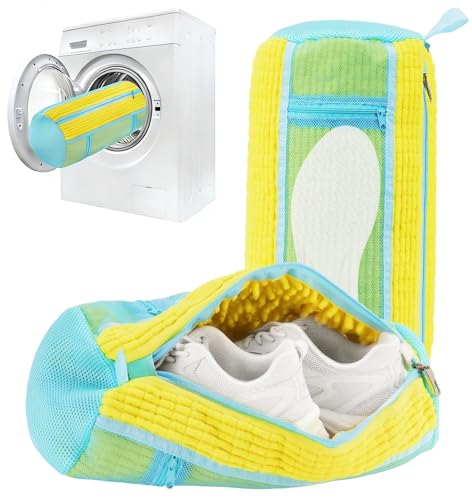 Shoe Washing Machine Bag 2 Pack with Insole Pocket, Yellow - color: Yellow