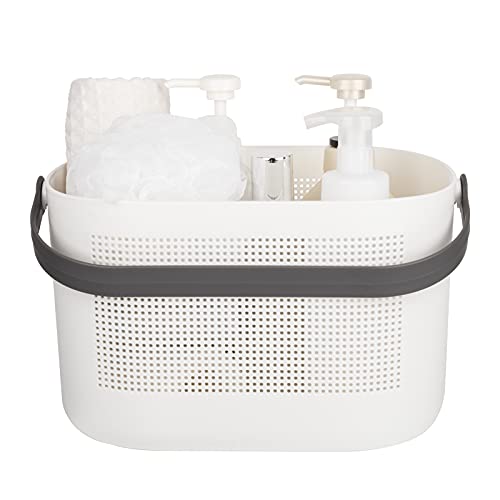 Plastic Portable Shower Caddy Basket, Storage Organizer with Handle, Grey - color: Grey, size: 1 Pack