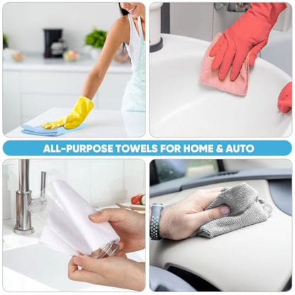 AIDEA Microfiber Cleaning Cloth Roll-75PK, Reusable Paper Towels,11.5×11.5" - color: White