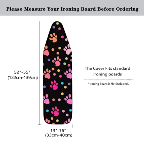 Flashideas Dog Paw Prints Ironing Board Cover and Pad- 52" x 13" Iron Board Cover Fits Standard Size, Iron Board Cover Accessories - color: Dog Paw Prints 1