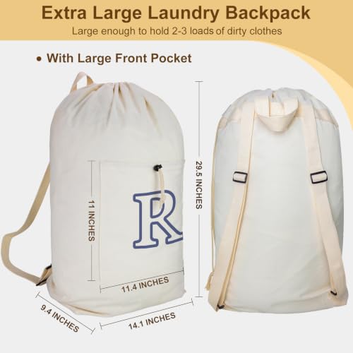 Laundry Bag Backpack Personalized Initial Canvas Laundry Bag, Letter R - color: Letter R, size: X-Large